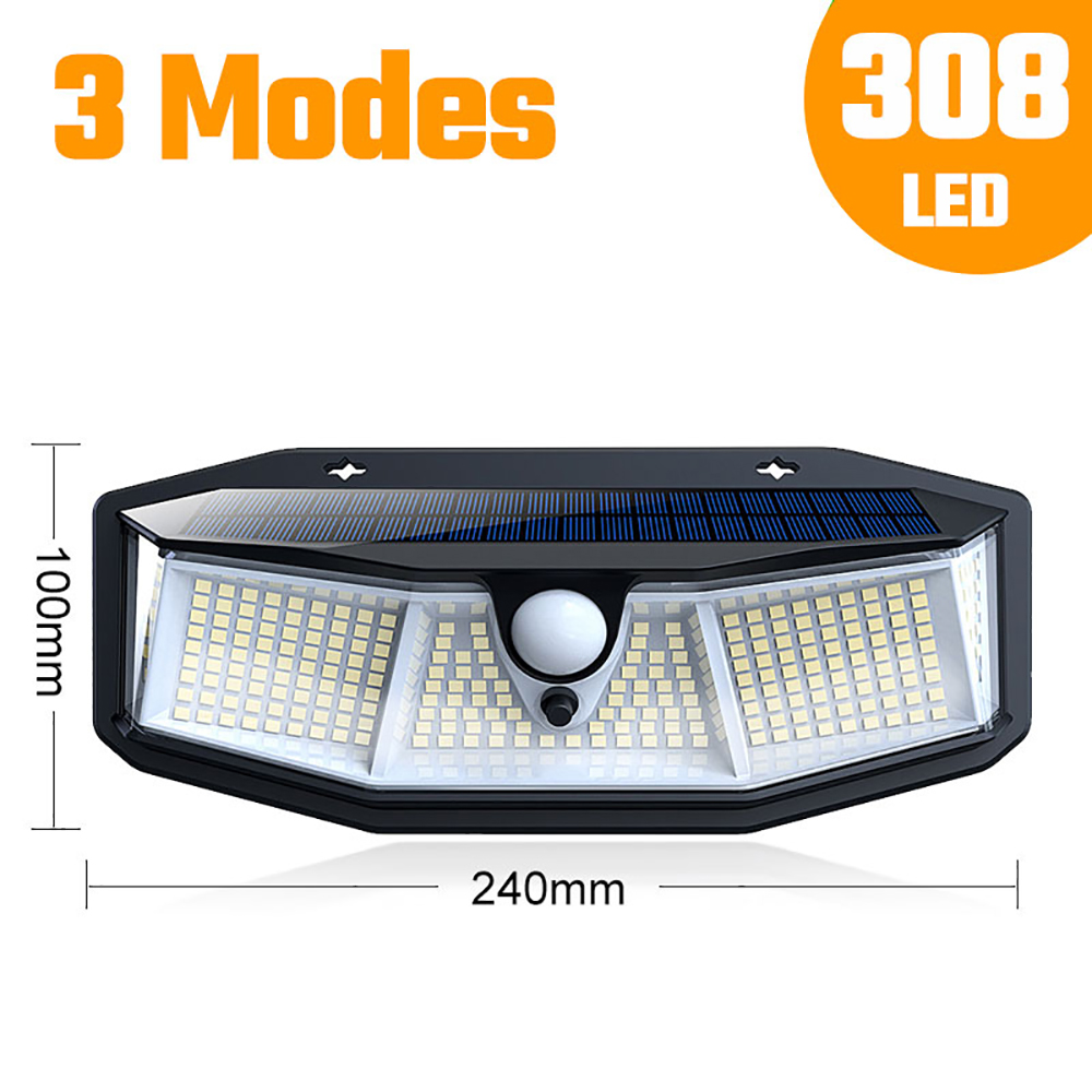 밝은 308 LED 태양 야외 조명 PIR 모션 센서 태양 램프 3 조명 모드 IP65 방수 새로운 Lampe Solaire Exterieur
